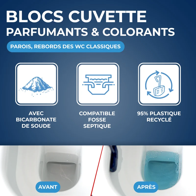 Blocs cuvette eau bleue pour WC