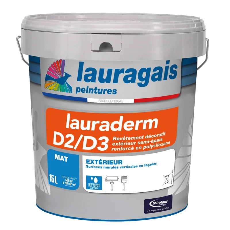 Lauraderm D2/D3 blanc - Peinture acrylique semi épaisse pour façade