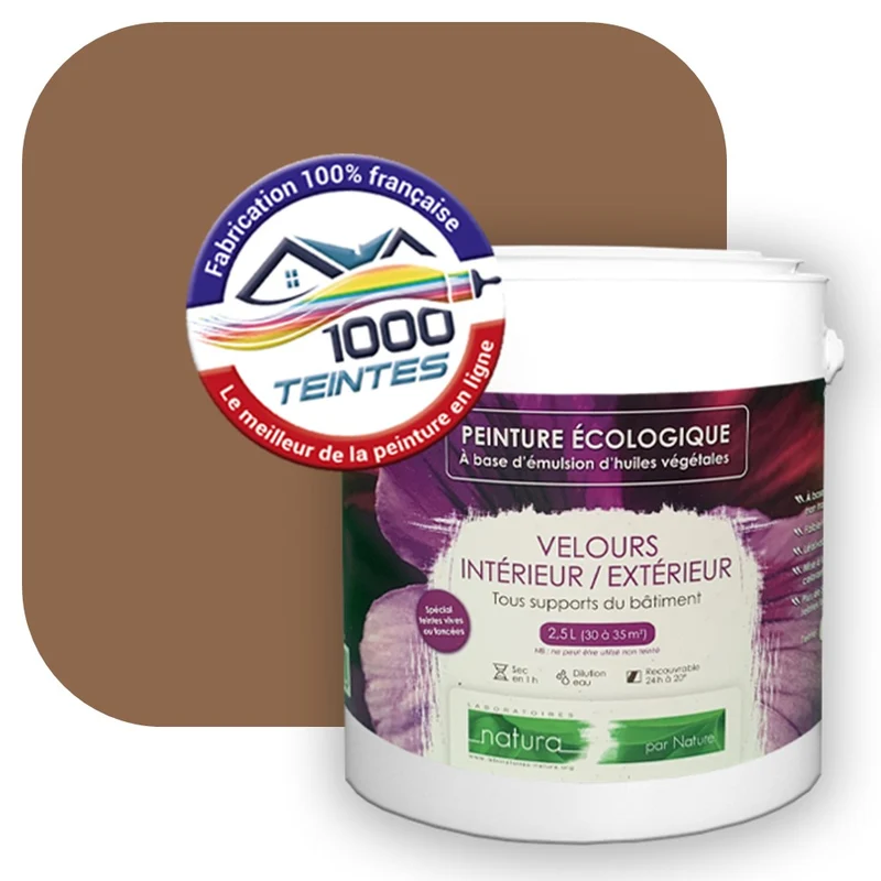 Peinture écologique Natura Tassili® Les Beiges colorés (L'Atelier by Edicolor 055C/055-C/055C1) Intérieur/Extérieur VELOURS