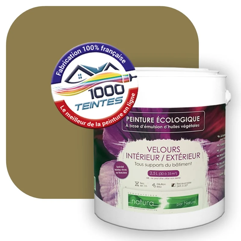 Peinture écologique Natura Tassili® Les Beiges colorés (L'Atelier by Edicolor 073E/073-E/073E1) Intérieur/Extérieur VELOURS