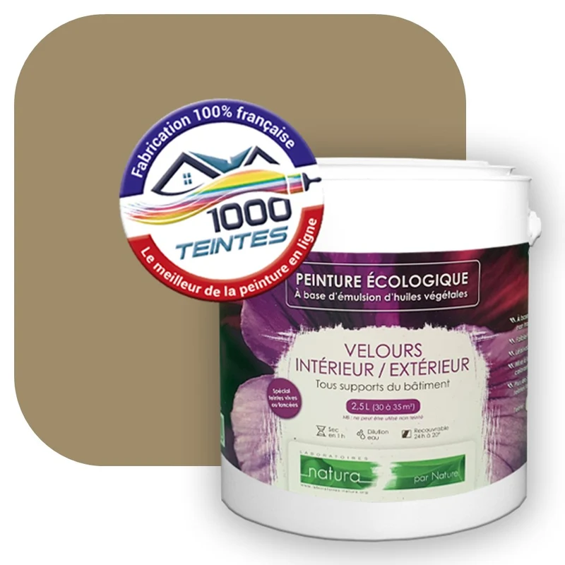 Peinture écologique Natura Tassili® Les Beiges colorés (L'Atelier by Edicolor 070E/070-E/070E1) Intérieur/Extérieur VELOURS