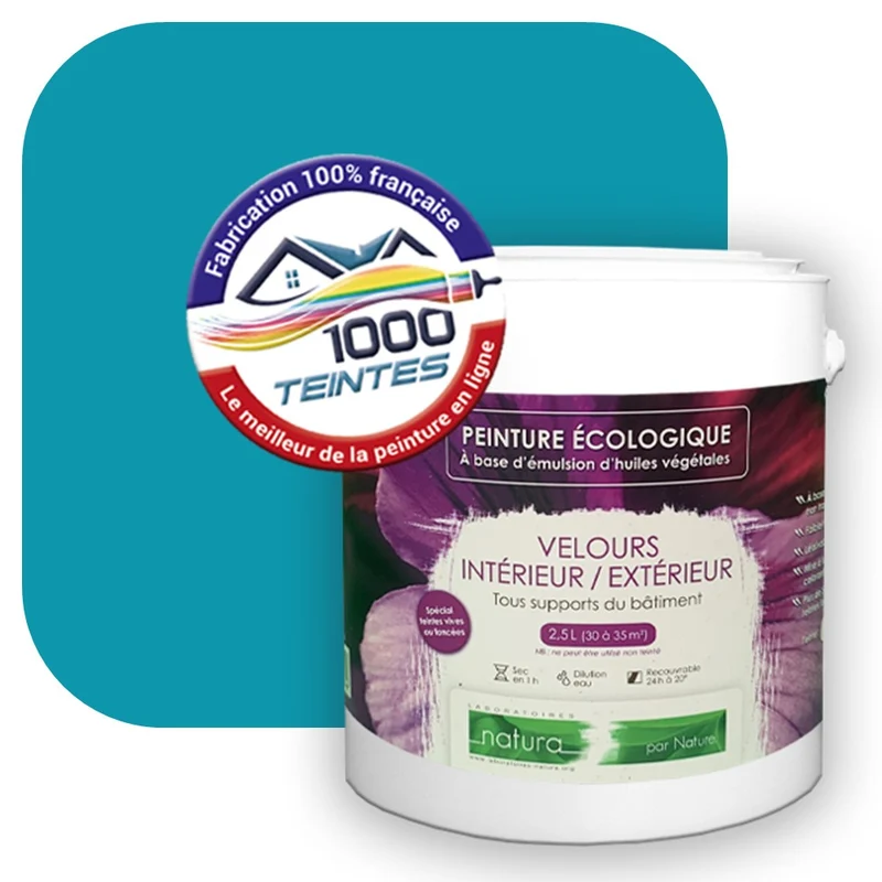 Peinture écologique Natura Tassili® Les Bleus (L'Atelier by Edicolor 161E/161-E/161E1) Intérieur/Extérieur VELOURS