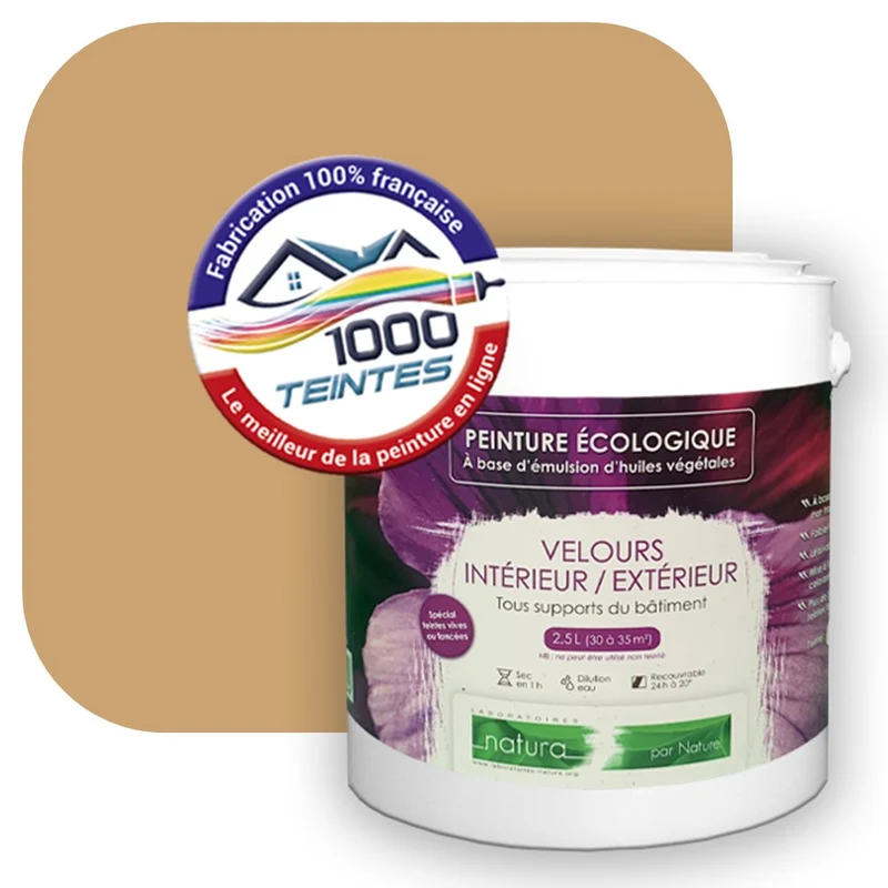 Peinture écologique Natura Tassili® Les Beiges colorés (L'Atelier by Edicolor 067D/067-D/067D1) Intérieur/Extérieur VELOURS