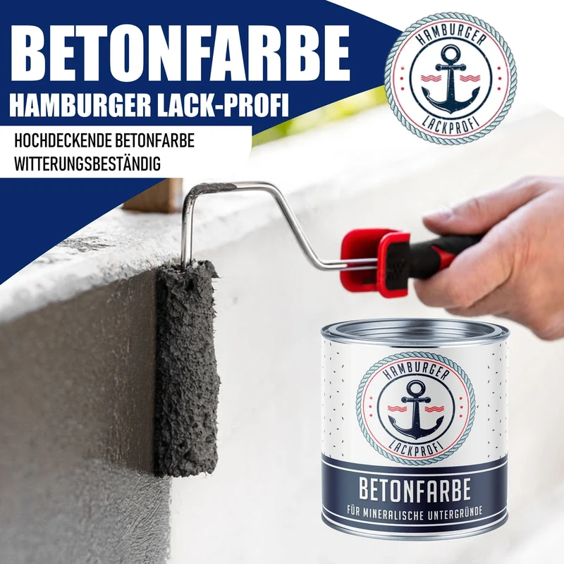 Betonfarbe Purpurrot RAL 3004 mit Lackierset (X500) - Hamburger Lack-Profi