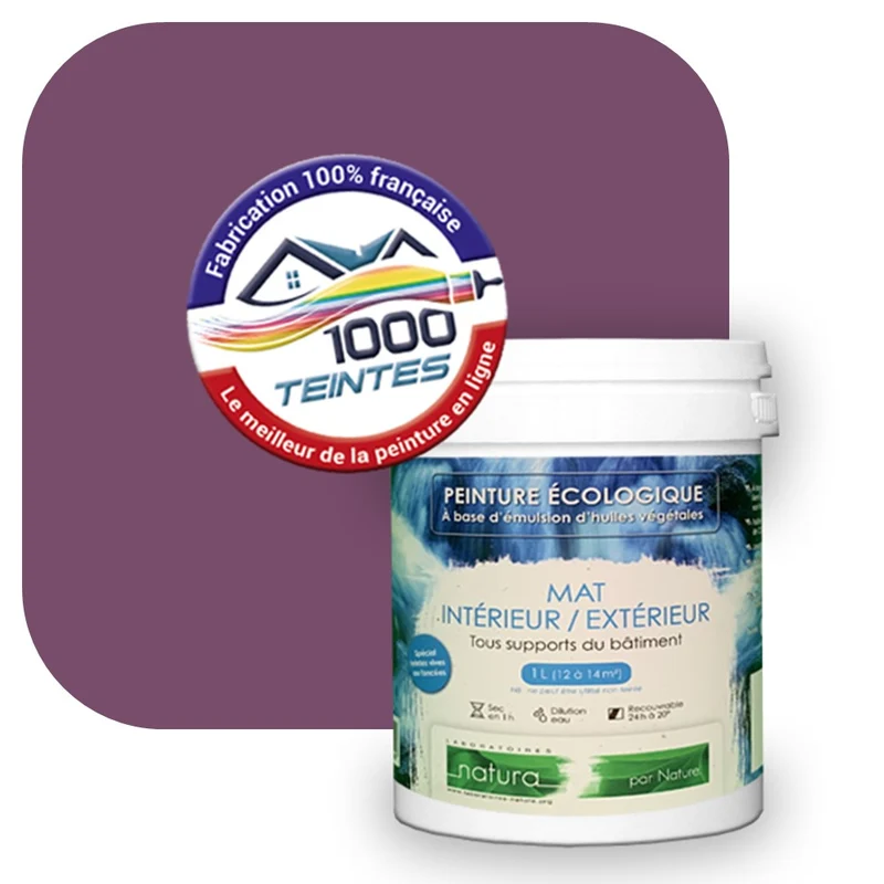 Peinture écologique Natura Tassili® Les Violets (L'Atelier by Edicolor 128C/128-C/128C1) Intérieur/Extérieur MAT
