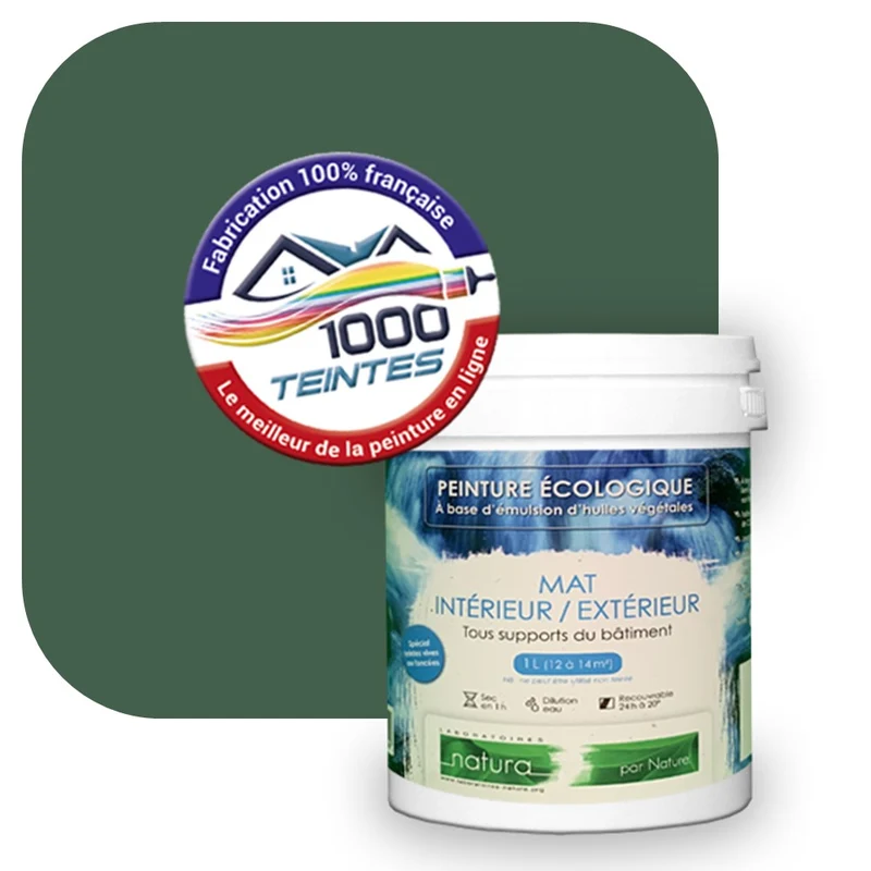 Peinture écologique Natura Tassili® Les Verts (L'Atelier by Edicolor 182E/182-E/182E1) Intérieur/Extérieur MAT
