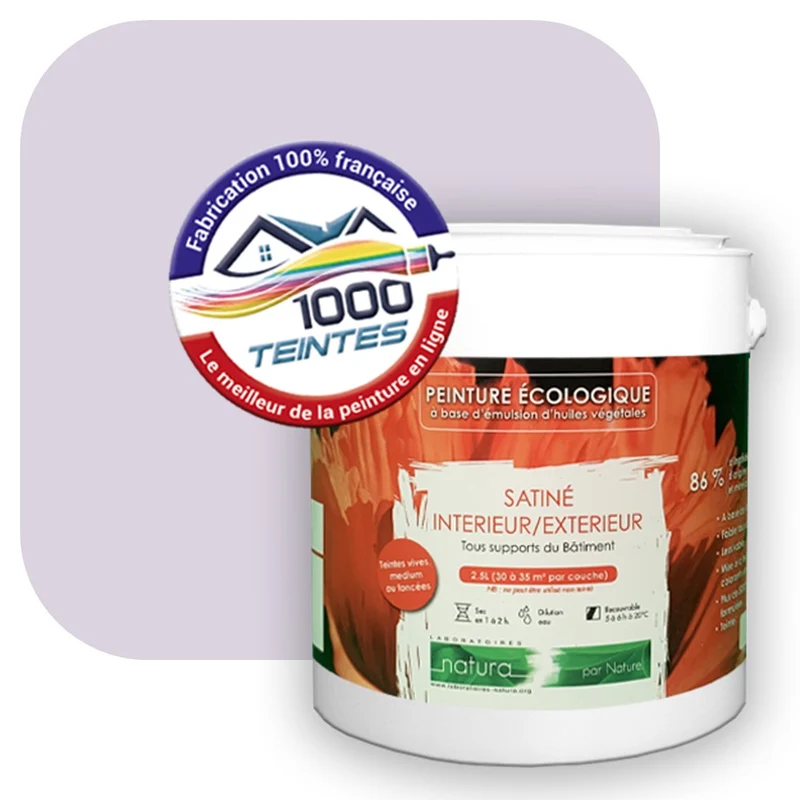 Peinture écologique Natura Tassili® Les Violets (L'Atelier by Edicolor 129B/129-B/129B1) Intérieur/Extérieur SATIN