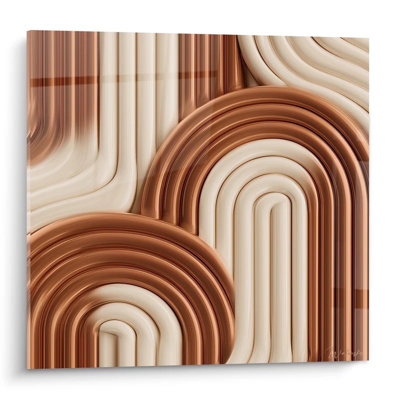 Tableau Arches sinueuses beige et cuivre - Flux hypnotique - Edition Terracotta