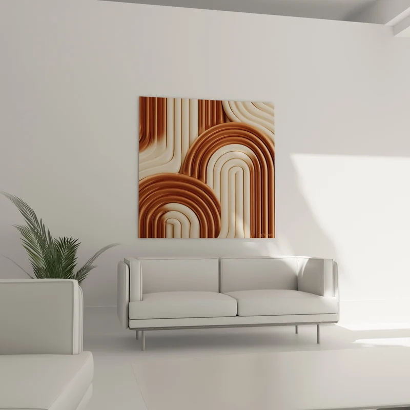 Tableau Arches sinueuses beige et cuivre - Flux hypnotique - Edition Terracotta