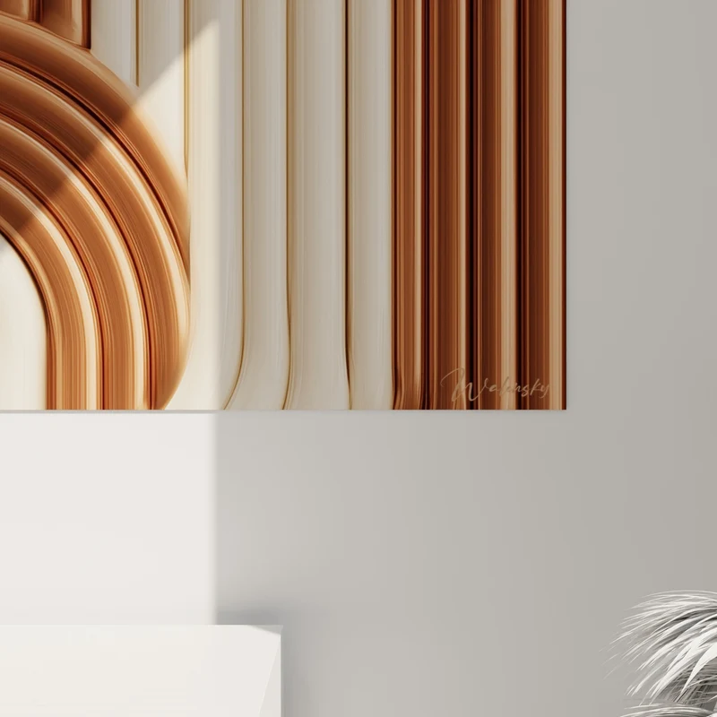 Tableau Arches sinueuses beige et cuivre - Flux hypnotique - Edition Terracotta