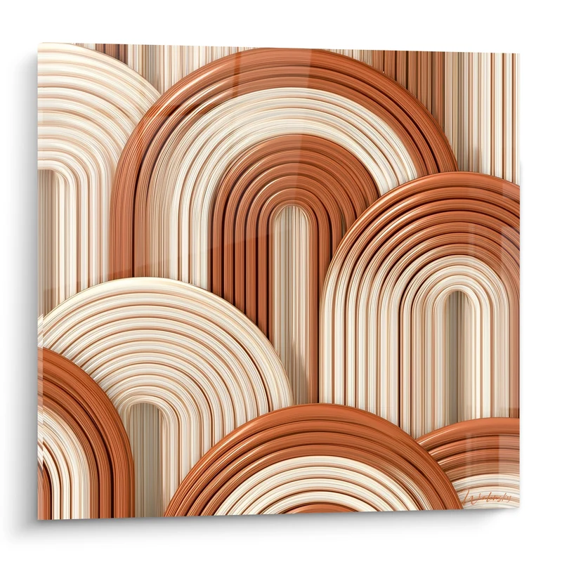 Tableau Arches sculptées brique et ivoire - Vagues d'argile - Edition Terracotta