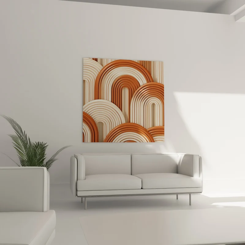 Tableau Arches sculptées brique et ivoire - Vagues d'argile - Edition Terracotta
