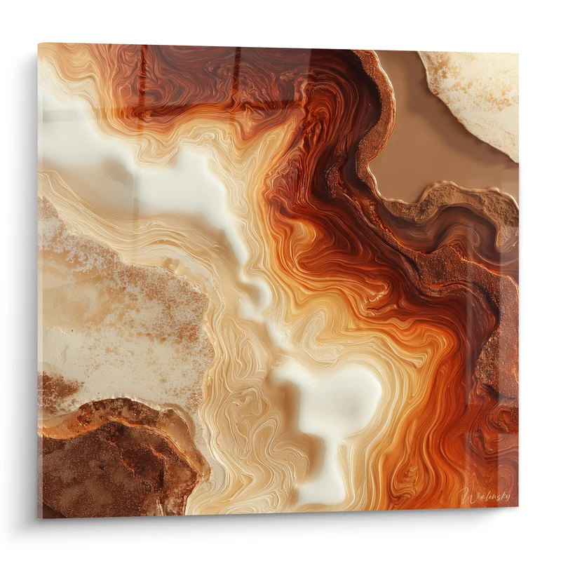 Tableau Rivière d'agate ivoire et cuivrée - Coulée volcanique - Edition Terracotta
