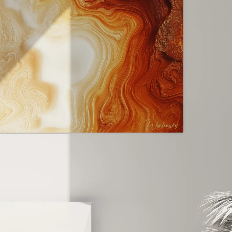 Tableau Rivière d'agate ivoire et cuivrée - Coulée volcanique - Edition Terracotta