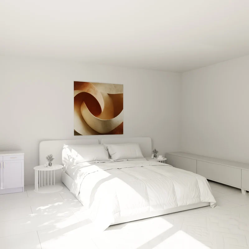 Tableau Spirale architecturale beige et brique - Courbe suspendue - Edition Terracotta
