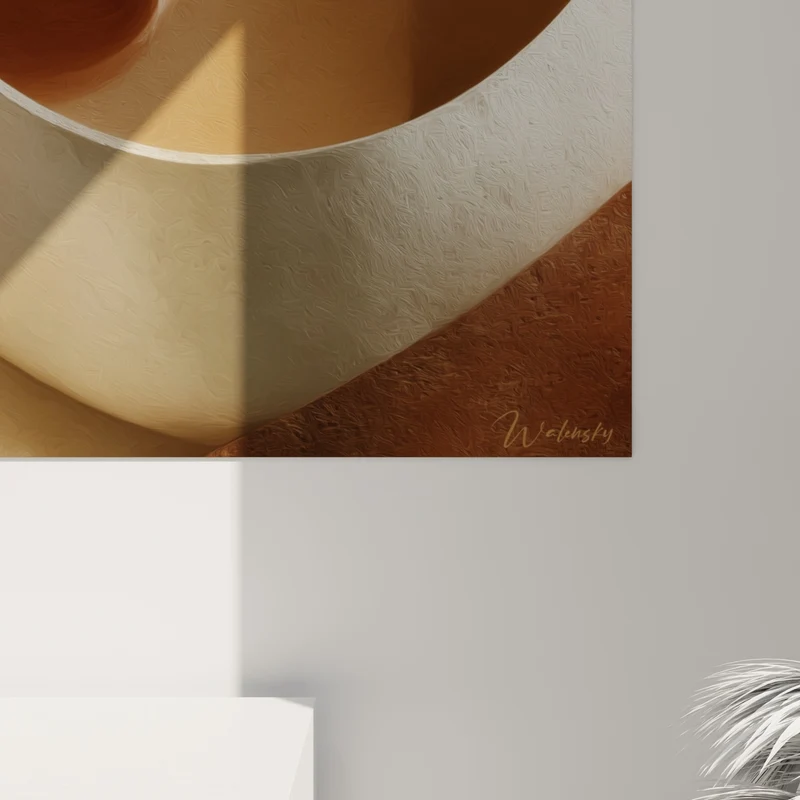 Tableau Spirale architecturale beige et brique - Courbe suspendue - Edition Terracotta
