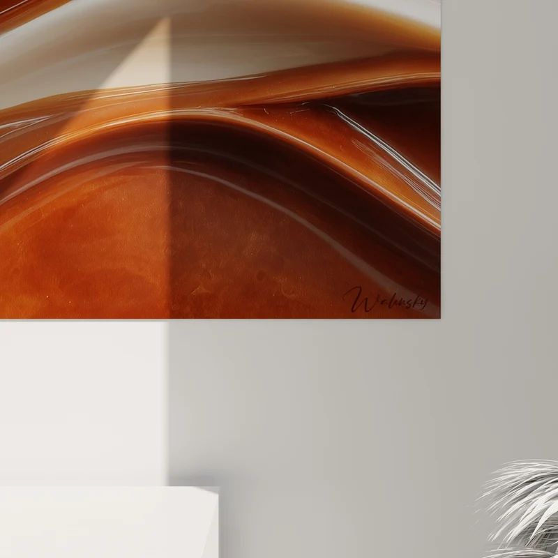 Tableau Vagues fluides brique et crème - Coulée suspendue - Edition Terracotta