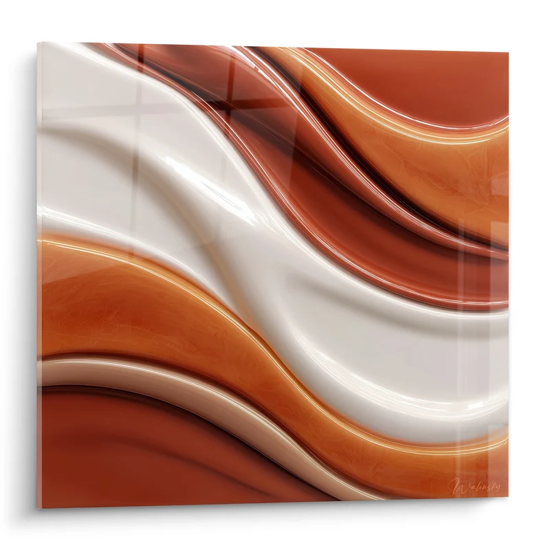 Tableau Vagues fluides terracotta et ivoire - Coulée sensorielle - Edition Terracotta