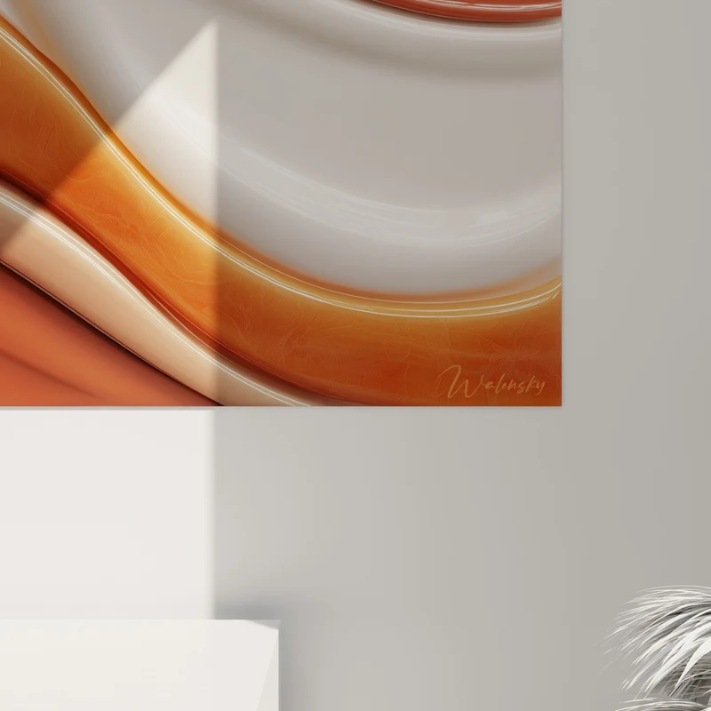Tableau Vagues fluides terracotta et ivoire - Coulée sensorielle - Edition Terracotta