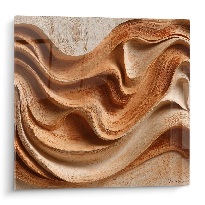 Tableau Vagues sculptées ocre et beige - Souffle du désert - Edition Terracotta