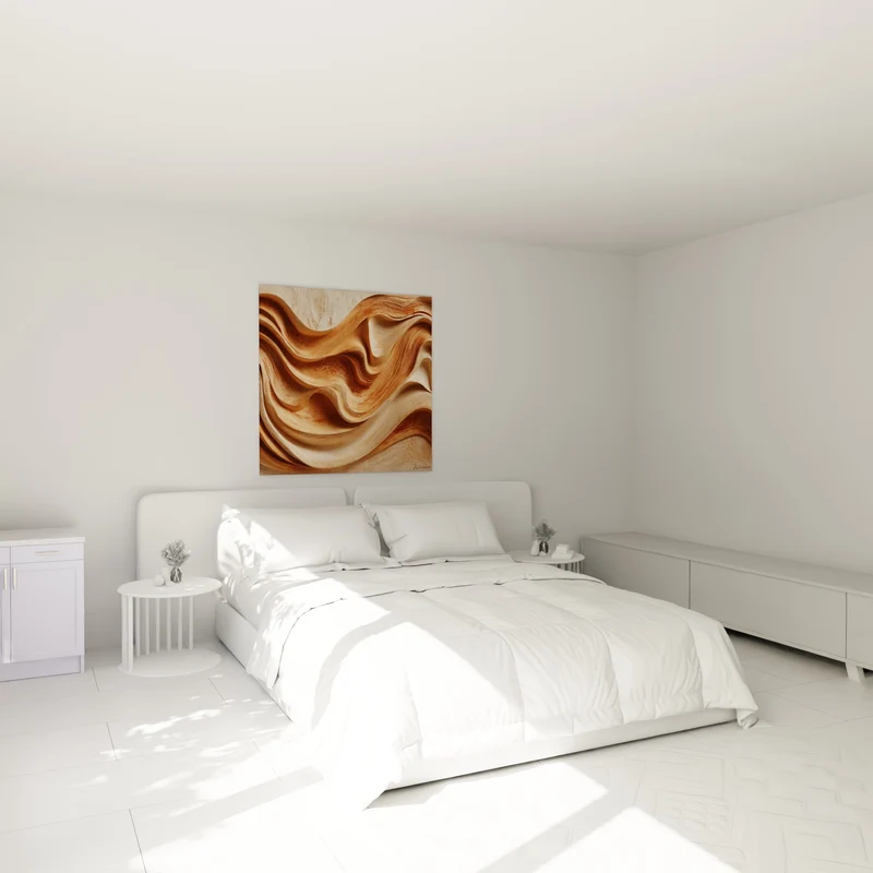 Tableau Vagues sculptées ocre et beige - Souffle du désert - Edition Terracotta