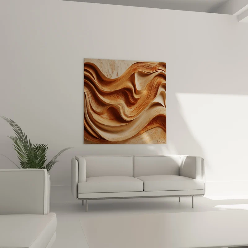 Tableau Vagues sculptées ocre et beige - Souffle du désert - Edition Terracotta
