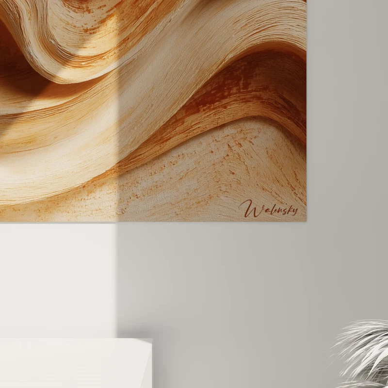Tableau Vagues sculptées ocre et beige - Souffle du désert - Edition Terracotta