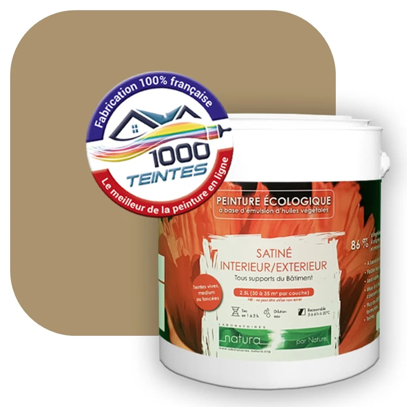 Peinture écologique Natura Tassili® Les Beiges colorés (L'Atelier by Edicolor 070D/070-D/070D1) Intérieur/Extérieur SATIN