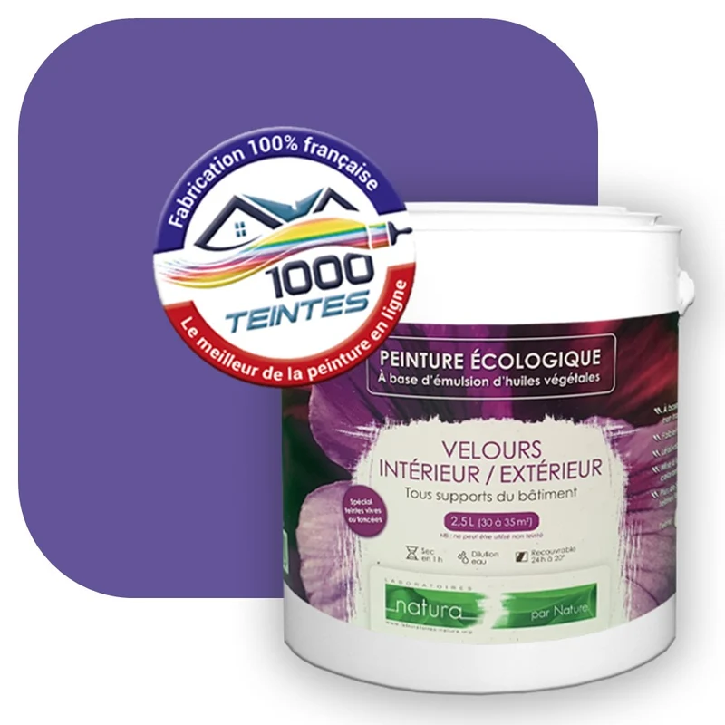 Peinture écologique Natura Tassili® Violet (Pigment Pur 9813) Intérieur/Extérieur VELOURS