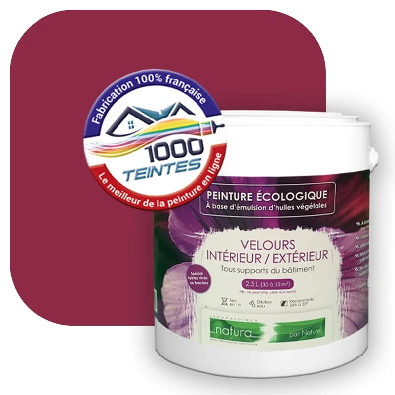 Peinture écologique Natura Tassili® Magenta (Pigment Pur 9704) Intérieur/Extérieur VELOURS