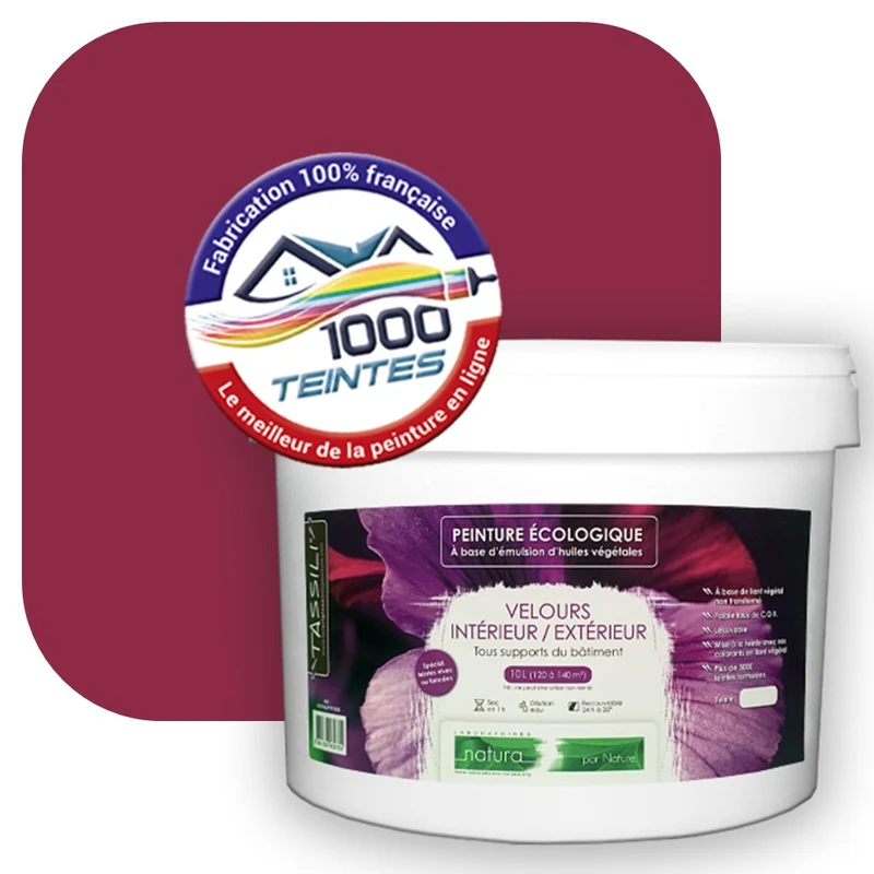 Peinture écologique Natura Tassili® Magenta (Pigment Pur 9704) Intérieur/Extérieur VELOURS