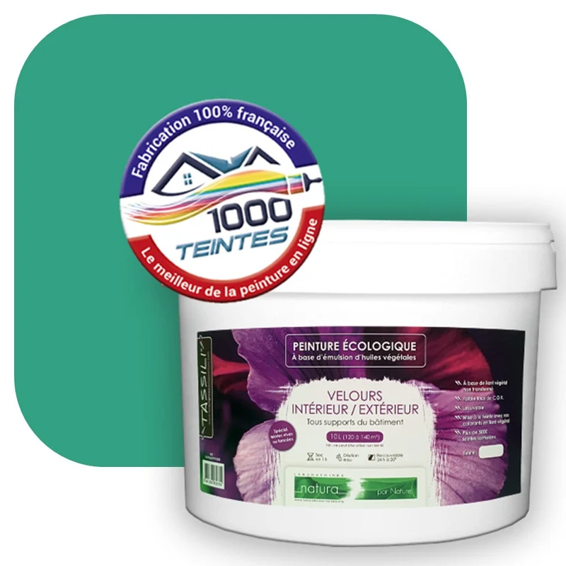 Peinture écologique Natura Tassili® Vert (Pigment Pur 9402) Intérieur/Extérieur VELOURS