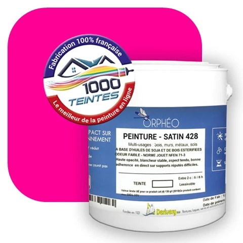 Peinture écologique Anticorrosion Natura Orphéo® Rose Fluorescent (Les Fluos DRVR-PNK) Intérieur/Extérieur SATIN