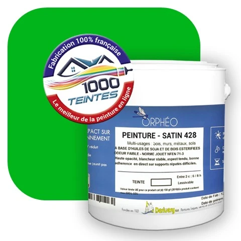 Peinture écologique Anticorrosion Natura Orphéo® Vert Fluorescent (Les Fluos RAL 6038) Intérieur/Extérieur SATIN