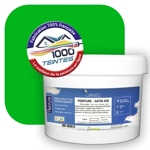 Peinture écologique Anticorrosion Natura Orphéo® Vert Fluorescent (Les Fluos RAL 6038) Intérieur/Extérieur SATIN
