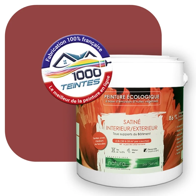 Peinture écologique Natura Tassili® Les Rouges (L'Atelier by Edicolor 109D/109-D/109D1) Intérieur/Extérieur SATIN