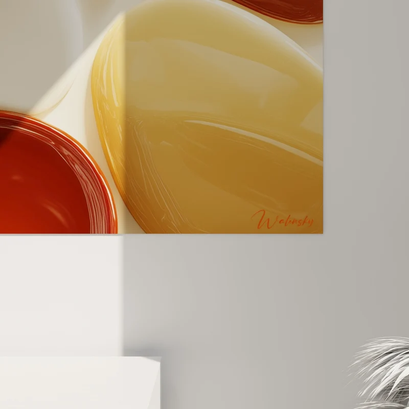 Tableau Galets lustrés brun et crème enlacés - Reflets vernis luisants - Edition Terracotta