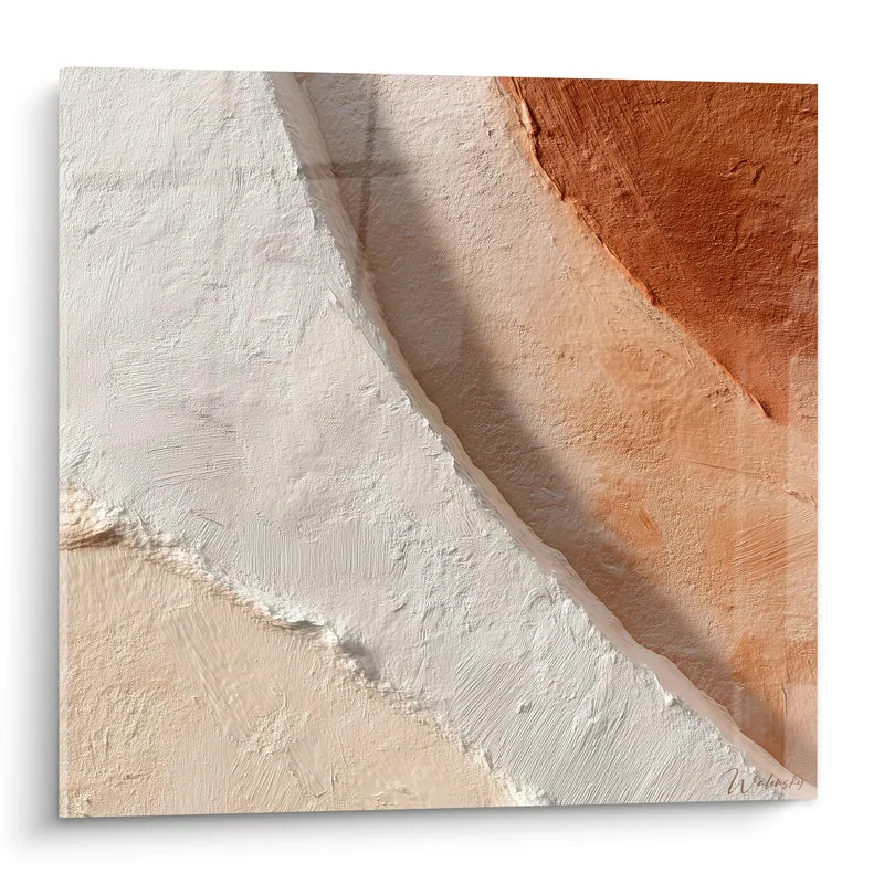 Tableau Courbe abstraite blanc et brique - Faille de lumière - Edition Terracotta