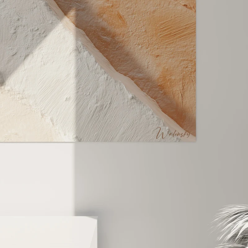 Tableau Courbe abstraite blanc et brique - Faille de lumière - Edition Terracotta