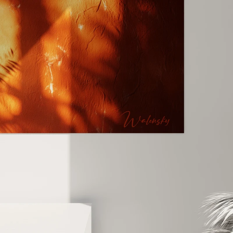 Tableau Plante en pot ocre et brun - Lueur du crépuscule - Edition Terracotta