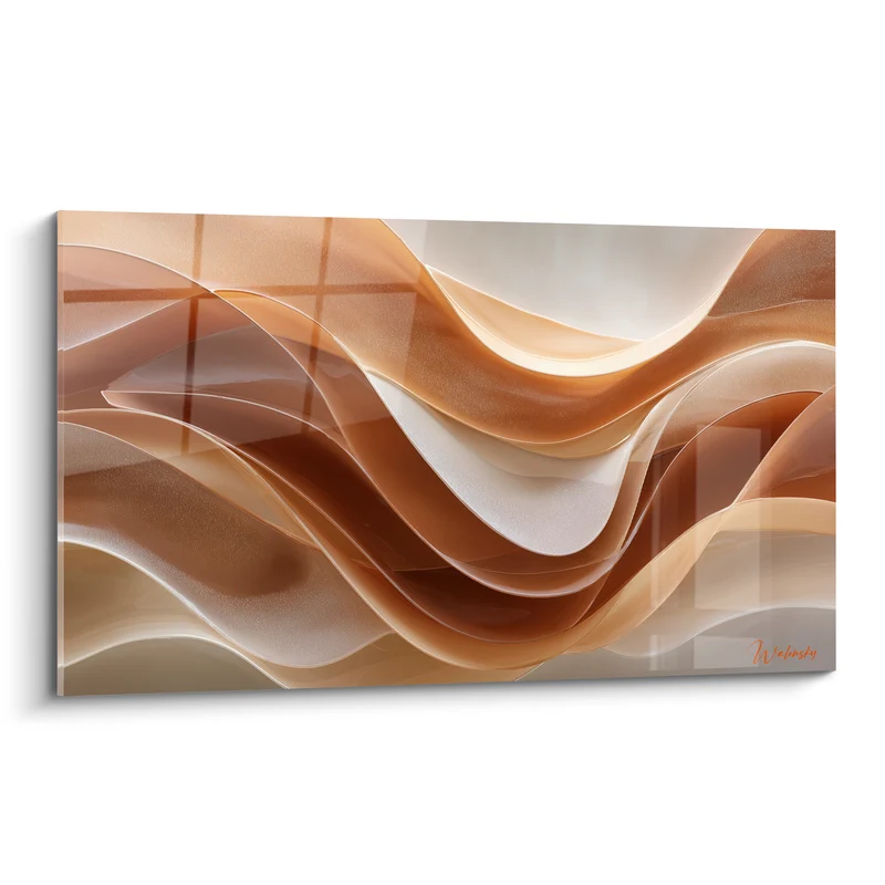 Tableau Vagues drapées ocre et ivoire - Coulée sculptée - Edition Terracotta