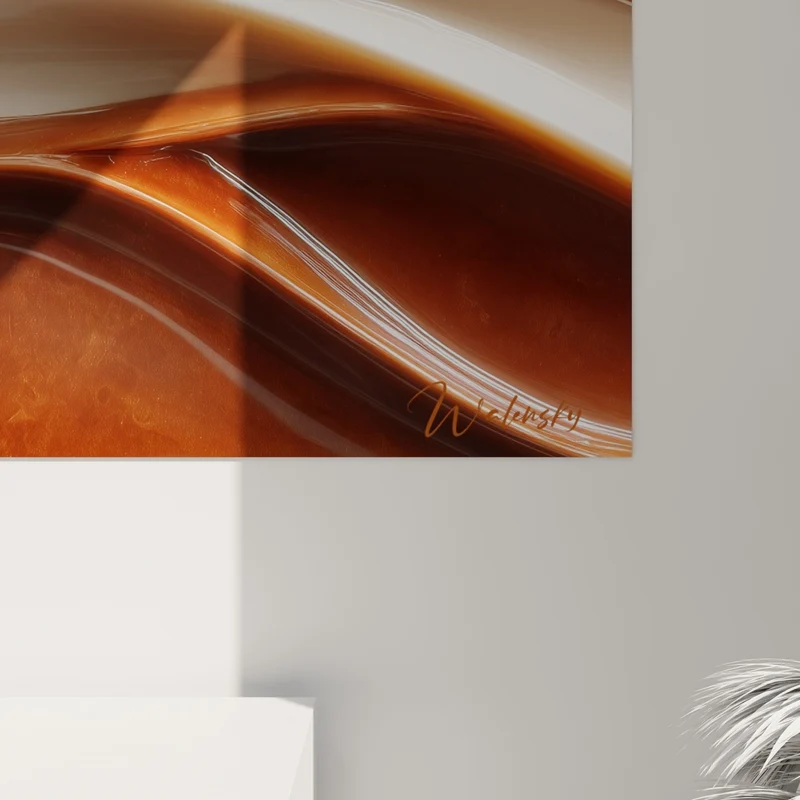 Tableau Vagues lisses cuivre et crème aux reflets glacés - Torsion laquée - Edition Terracotta
