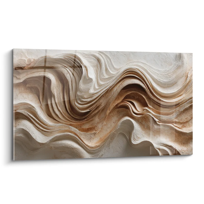 Tableau Vagues sculptées beige et brun torsadées - Torsion minérale - Edition Terracotta