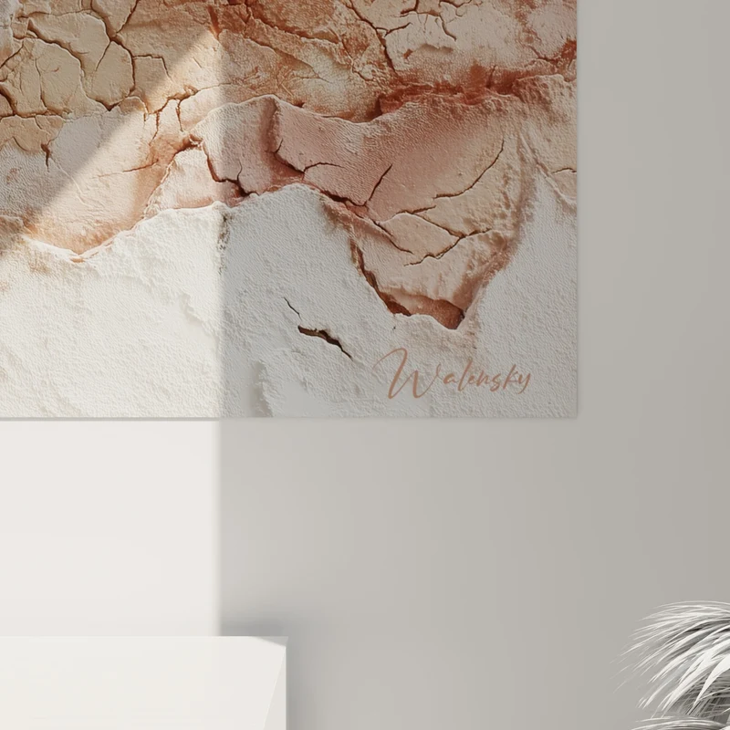 Tableau Enduit craquelé blanc et brique - Mémoire des murs - Edition Terracotta