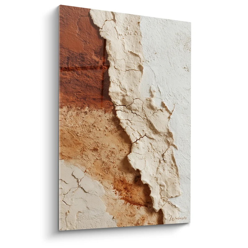 Tableau Mur fissuré blanc et rouille - Mémoire du temps - Edition Terracotta