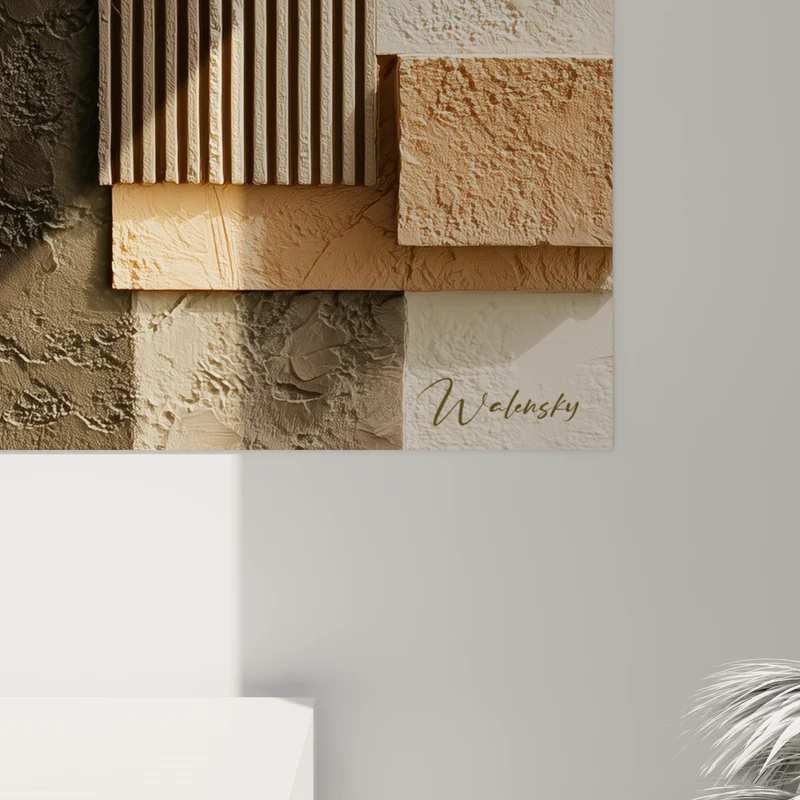Tableau Arches sculptées terracotta et vert olive cannelées - Reliefs superposés architecturaux - Edition Terracotta