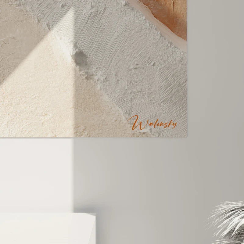 Tableau Faille diagonale blanche et rouille texturée - Ligne de rupture - Edition Terracotta