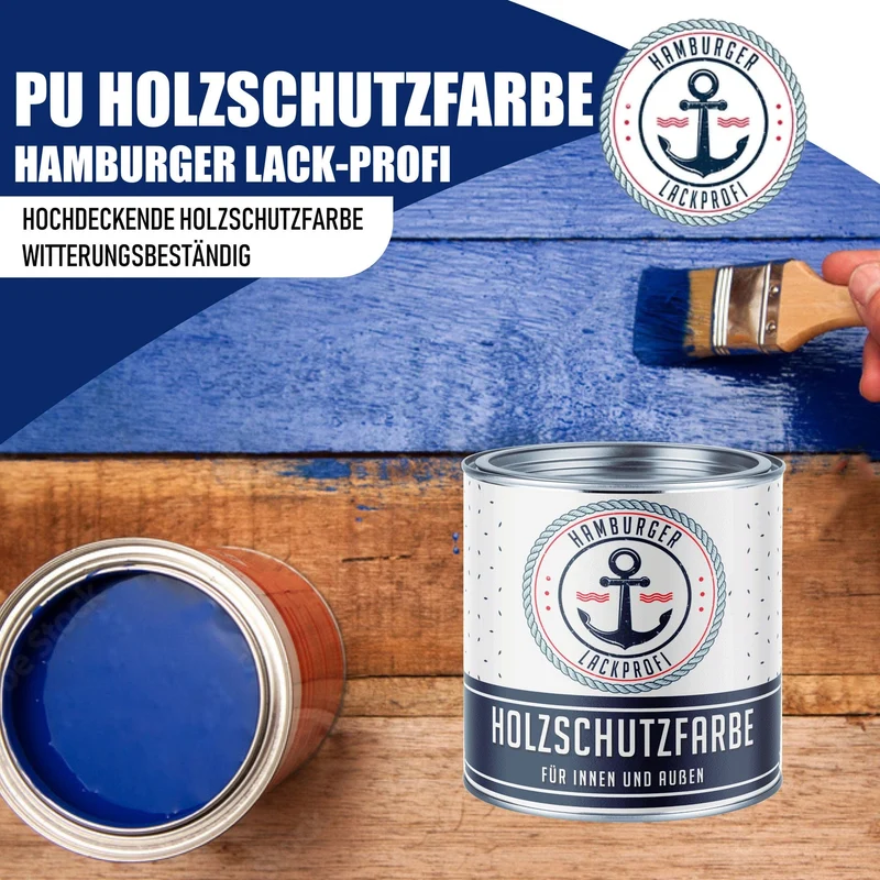 PU Holzschutzfarbe RAL 5024 Pastellblau - Wetterschutzfarbe - Hamburger Lack-Profi