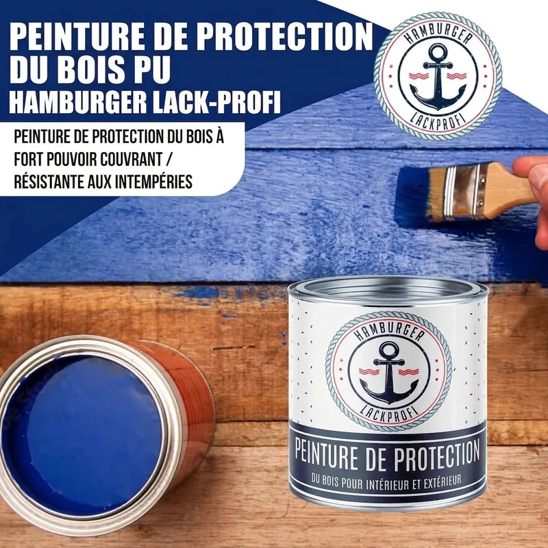PU Holzschutzfarbe RAL 5013 Kobaltblau - Wetterschutzfarbe - Hamburger Lack-Profi