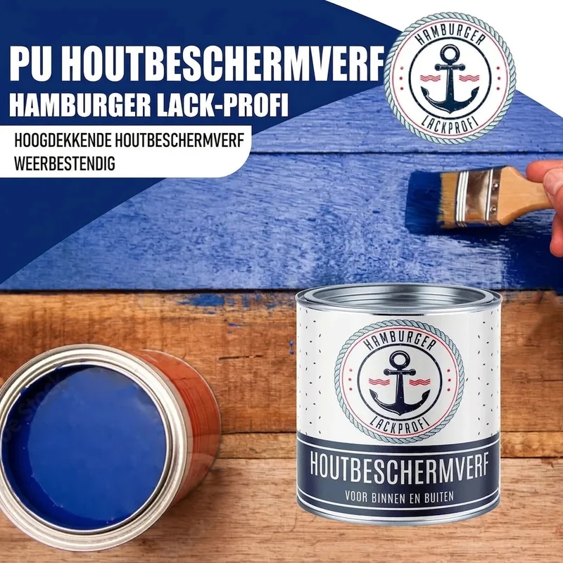 PU Holzschutzfarbe RAL 5005 Signalblau - Wetterschutzfarbe - Hamburger Lack-Profi